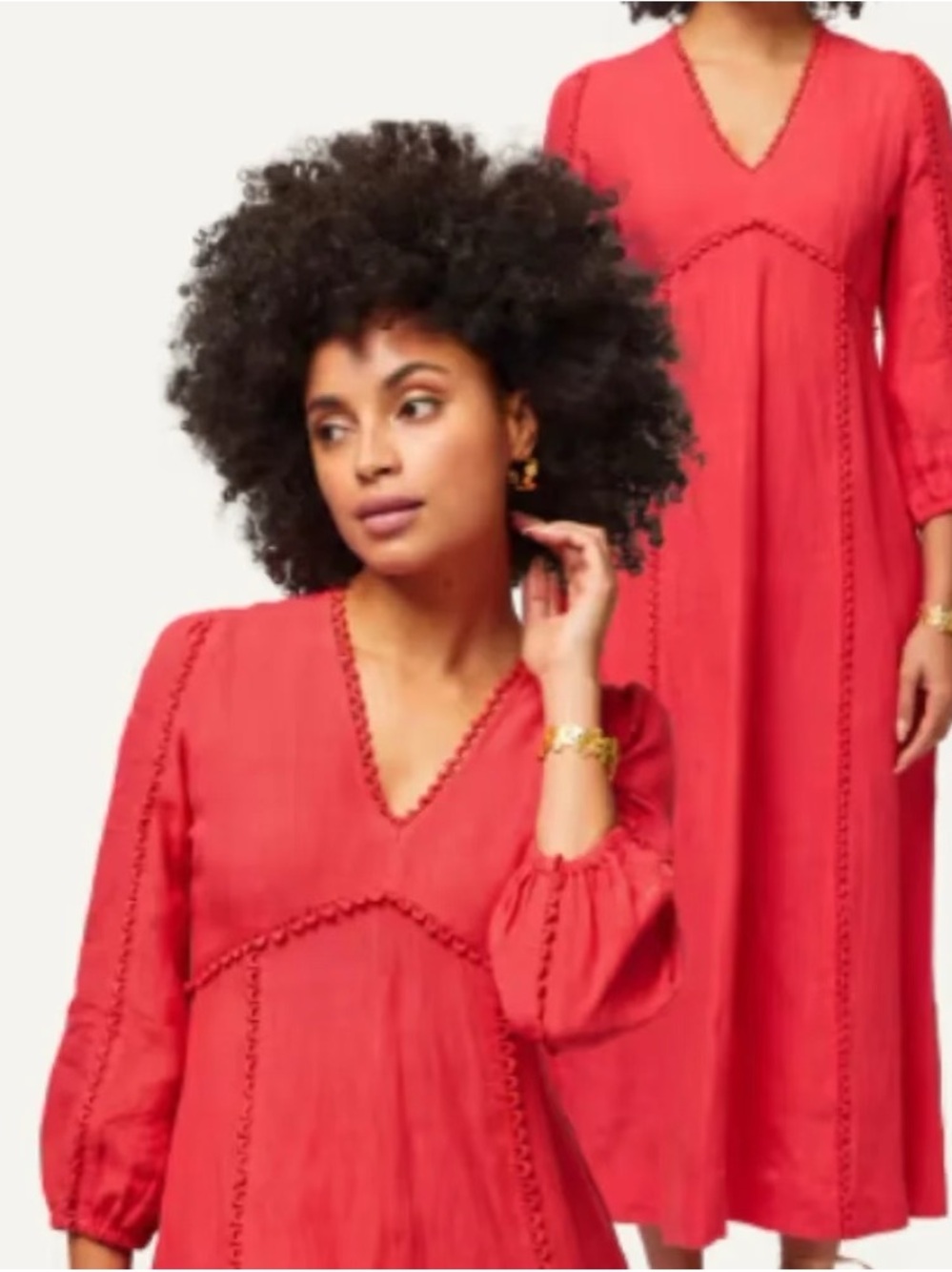 Aspiga Red V-Neck Midi Dress XS